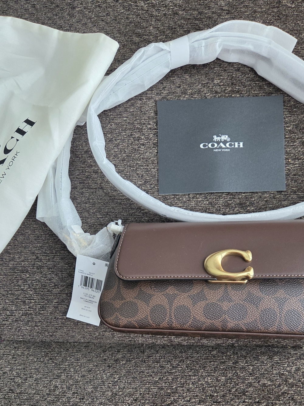 Coach Jet Shoulder Signature Canvas Bag with Gold C Clasp